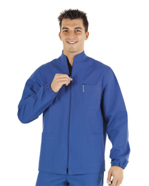 casacca con cerniera | azzurra| samarcanda |polso con elastico | isacco | unisex | 100% cotone/036400