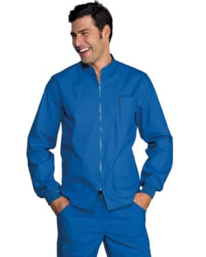 casacca con cerniera | azzurra | samarcanda |polso in maglia | isacco | unisex | 100% cotone/036400p