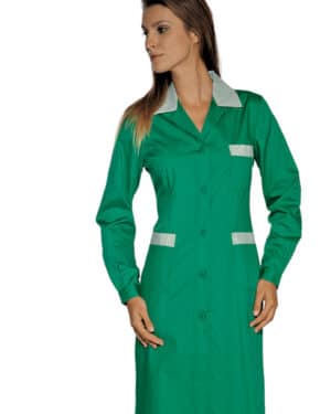 camice donna | positano verde + riga verde|bottoni fissi | 125 gr/m2 | isacco 008904/