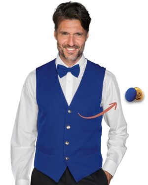 xx/gilet unisex (uomo|donna) | bottone gemello oro +blu cina | 220 gr/m2 | isacco | 033006 blu cina