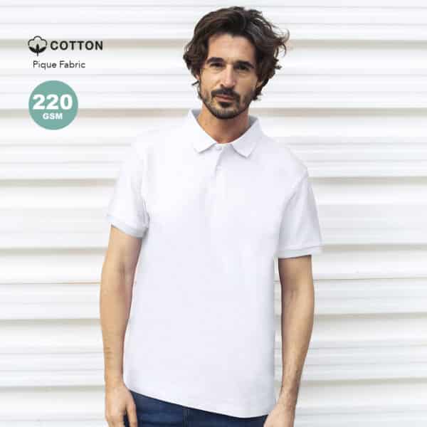 polo uomo | mezza manica | 100% cotone | 180 gr/m2 | 2 bottoni | makito textile | bartel blanco | 4771 bianco