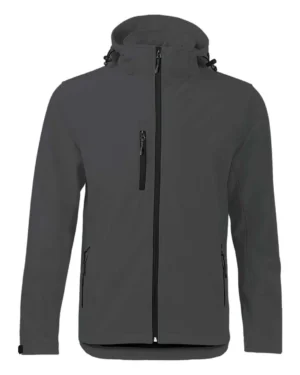 grigio/softshell | uomo | con cappuccio | 3 strati | hooded softshell | bs | bs552 dark grey dg
