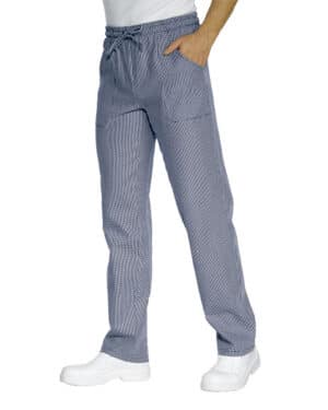 isacco 044640| pantalone con elastico e cordino | pantalaccio | pdp bianco blu | unisex (uomo|donna) | chiusura elastico e cordino | 3 tasche | 100% cotone | 240 gr/m2