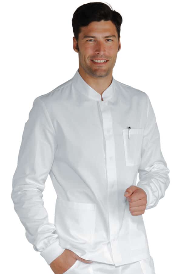 isacco 055070p | camice uomo | corfu' | polso in maglia | bianco | elasticizzato | boheme | 180gr/m2