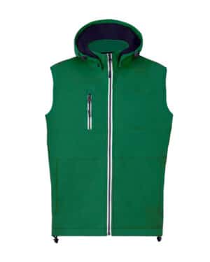 20172 seldon | verde | gilet smanicato softshell | uomo | con cerniera e tasche laterali | makito | 300 gr/m2