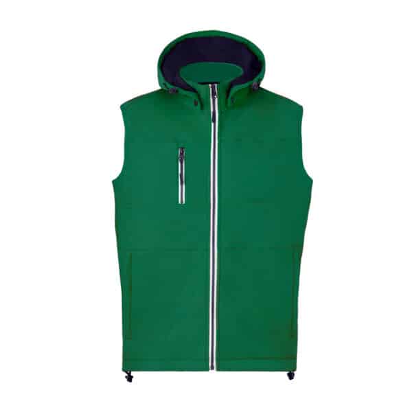 20172 seldon | verde | gilet smanicato softshell | uomo | con cerniera e tasche laterali | makito | 300 gr/m2