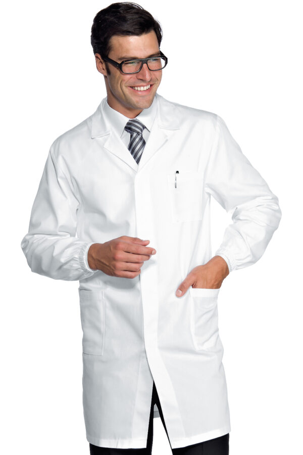 isacco 060008c | camice uomo | bianco | 100% cotone | polso con elastico | bottoni a pressione | 190 gr/m2 |