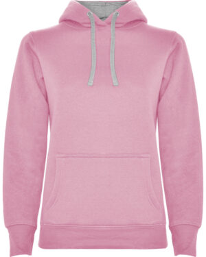 1068 urban woman roly | rosa+grigio 4858 | felpa donna | con cappuccio | 280 gr/m2