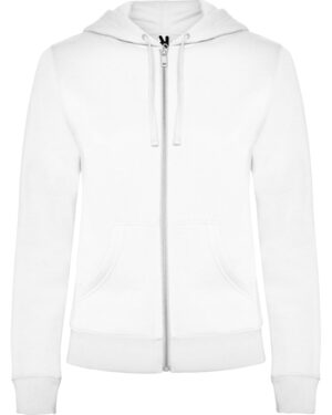 6425 veleta roly | bianco 01 | felpa donna | con cappuccio+zip | 280 gr/m2