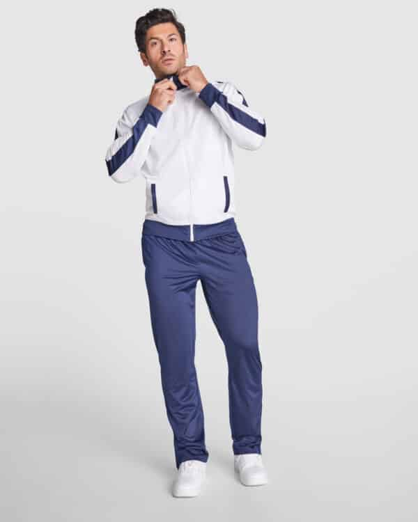 0338 esparta roly | tuta completa | giacca + pantalone | blu royal/blu navy | 100% poliestere | acetato liscio | con tasche | zi p intera |210gr/m2 |