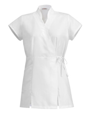 5010 julia bianco egochef | kimono donna | manica corta | tasche laterali | regolazione con laccio |