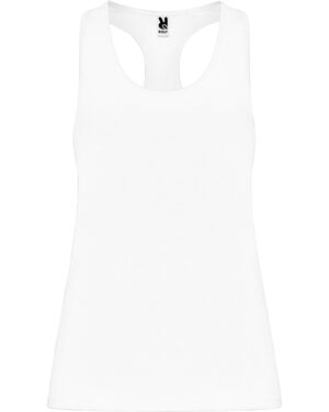 6656 aida bianco 01 roly | canotta donna | tessuto tecnico | spalline incrociate | elasticizzata | 160 gr/m2