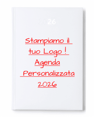 diaro| agenda 2026 bianco con stampa logo | immagine in alta definizione frontale compresa | 320 fogli + 4 pagine mappe | formato a5 | 8059 diario| agenda logo