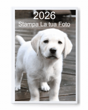 agenda 2026 bianca con stampa foto in alta definizione frontale compresa | 320 fogli + 4 pagine mappe