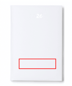 diaro| agenda 2026 bianco con stampa logo | immagine in alta definizione frontale compresa | 320 fogli + 4 pagine mappe | formato a5 | 8059 diario| agenda logo