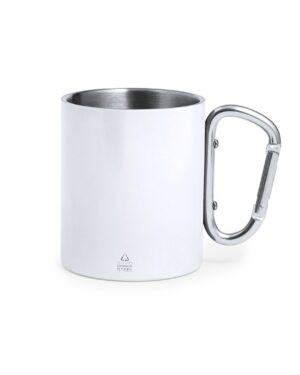 20456 lecrer bianco makito | tazza in acciaio inox 300 ml | con manico e moscettone