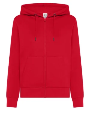 bsw333 rossa | bs | felpa donna | con cappuccio+zip | 280 gr/m2