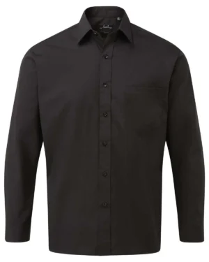 pr200 nera | camicia uomo | manica lunga | con taschino | 115 gr/m2 | poplin | pr200 brown (copia)